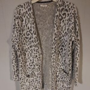 Leopard Print Open Front Sweater